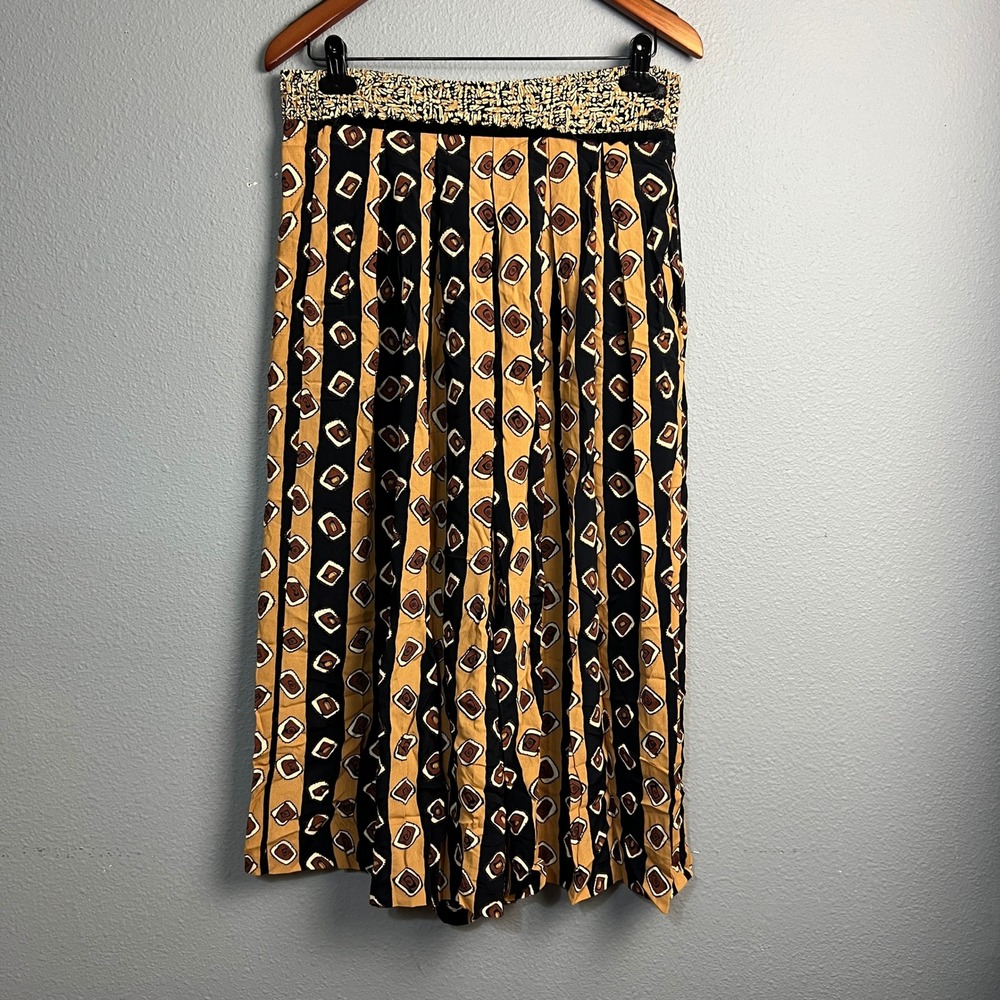 A.K.F. New York Vintage Pleated‎ Palazzo Pants Wide Leg Striped Artsy Party